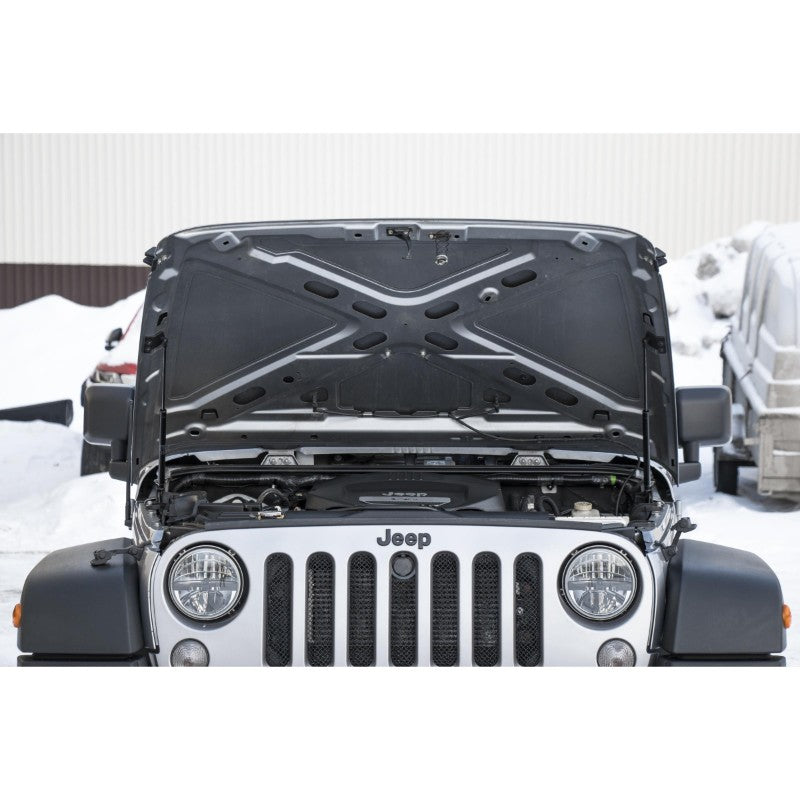 RIVAL JEEP WRANGLER HOOD LIFTS SET OF 2 FOR 2007-2018 JEEP WRANGLER JK FRONT VIEW