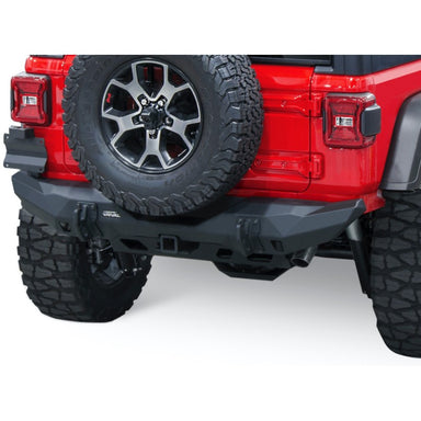 RIVAL JEEP WRANGLER STUBBY REAR BUMPER ALUMINUM FOR 2018-2022 JEEP WRANGLER MOUNTED VIEW