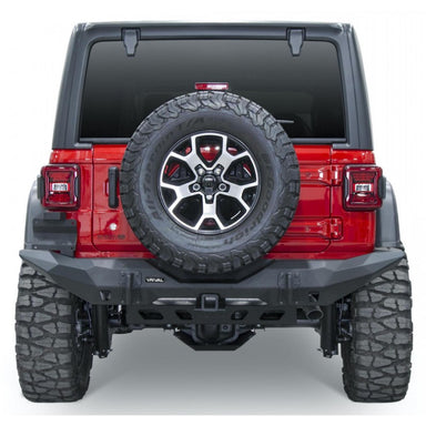 RIVAL JEEP WRANGLER FULL-WIDTH REAR BUMPER ALUMINUM FOR 2018-2022 JEEP WRANGLER JL MOUNTED FRONT VIEW